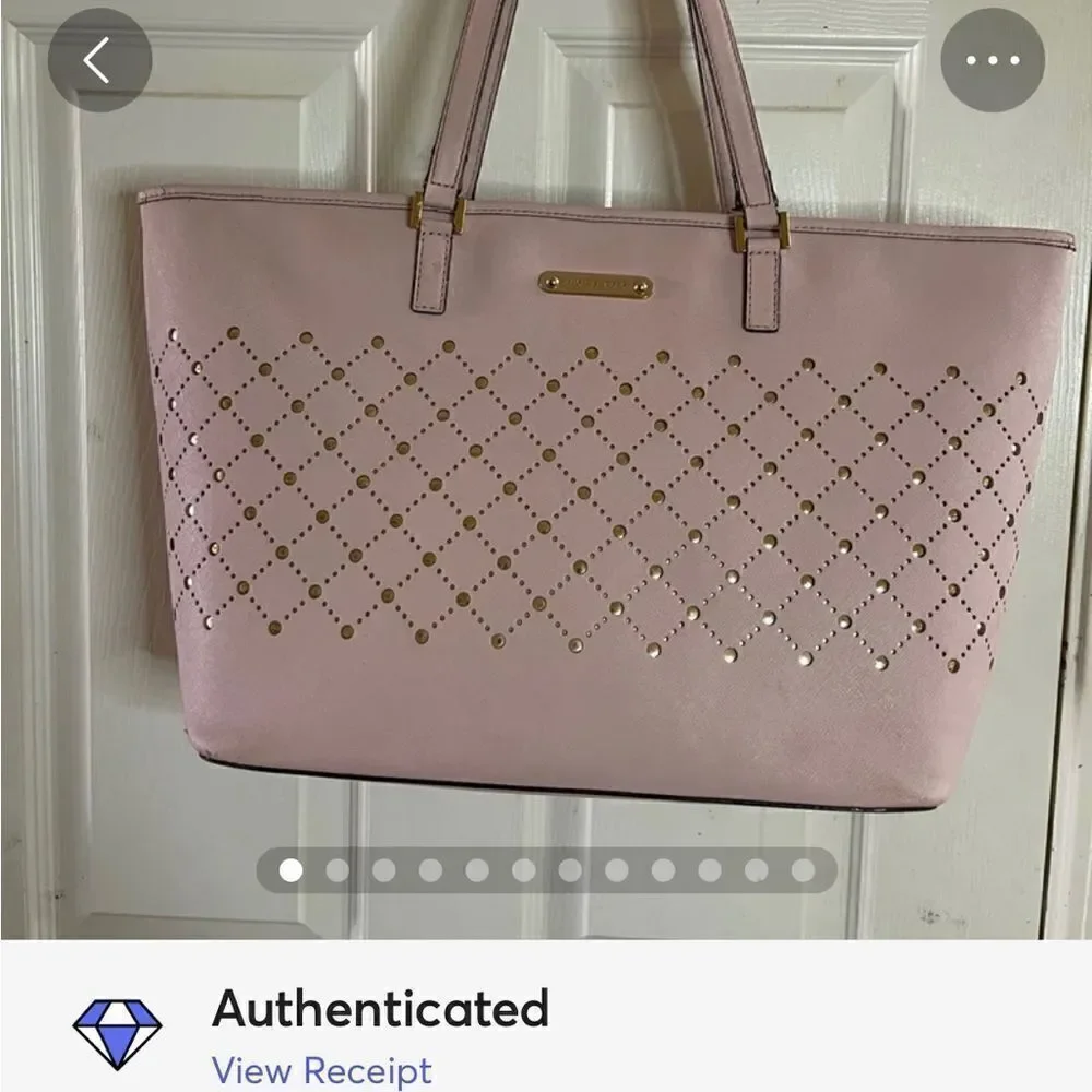 Michael Kors  Carry all tote leather Blossom Pink perforated gold tone laid over